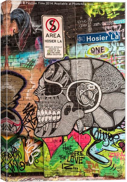  Hosier lane Melbourne, Graffiti Canvas Print by Pauline Tims