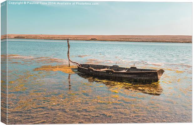  Lone Boat at the Fleet Dorset UK Canvas Print by Pauline Tims