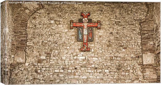 Saint Peter on the wall Chapel Bradwell on Sea Canvas Print by Pauline Tims