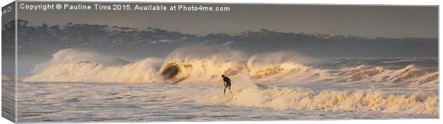  Surfing at Merimbula New South Wales Canvas Print by Pauline Tims