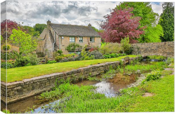 Cotswolds Stone Cottage Canvas Print by Pauline Tims