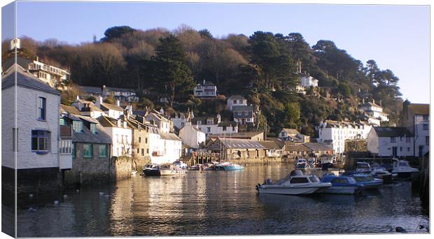 Polperro Harbour Canvas Print by Sandy Dale