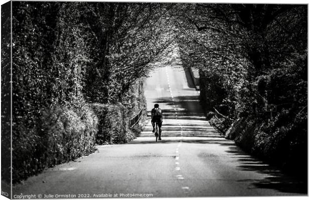 The Lone Cyclist Canvas Print by Julie Ormiston