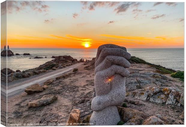  Sunset at Corbiere -The Clasped Hands. Canvas Print by Julie Ormiston