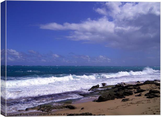 San Juan Beach Canvas Print by Judy Hall-Folde