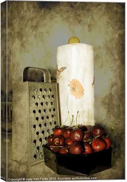 Just a Bowl of Cherries Canvas Print by Judy Hall-Folde