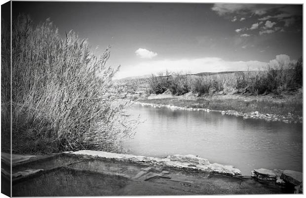 Rio Grande Hot Springs in black and white Canvas Print by Judy Hall-Folde