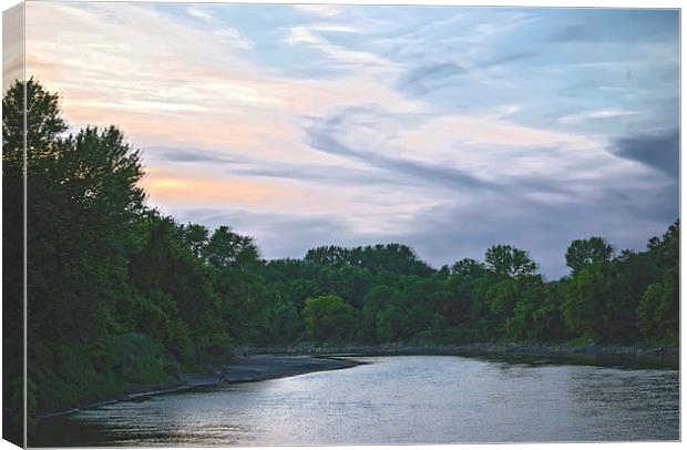 Sundown on the Racoon River Canvas Print by Judy Hall-Folde