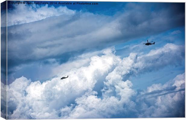 Copters over the Atlantic Canvas Print by Judy Hall-Folde