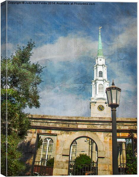  Historic Savannah Church Canvas Print by Judy Hall-Folde