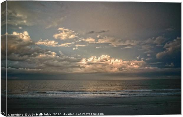 Sundown at the Shore Canvas Print by Judy Hall-Folde
