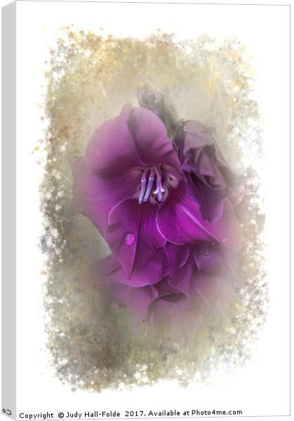 Purple Gladiolas Canvas Print by Judy Hall-Folde