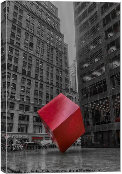Red Cube Canvas Print by Judy Hall-Folde