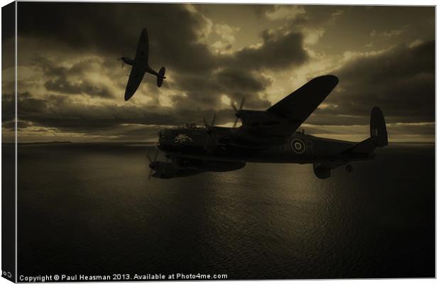 Spifire and Lancaster Canvas Print by P H