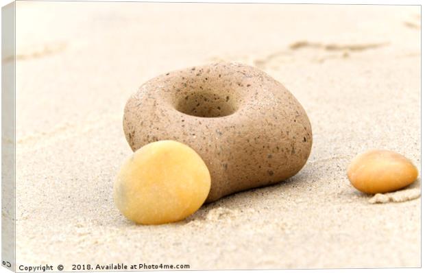 Sandy Pebbles on the seashore Canvas Print by Andrew Ley