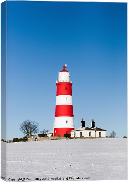 Snowy Happisburgh Lighthouse Canvas Print by Digitalshot Photography