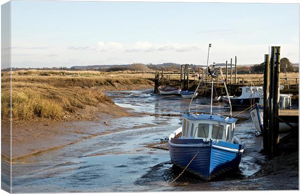 Awaiting the tide at Thornham Canvas Print by Fiona Geldard