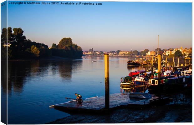 Dawn sculler on the Thames Canvas Print by Matthew Bruce