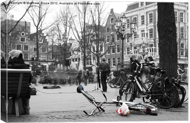 Green bike in Amsterdam Canvas Print by Matthew Bruce