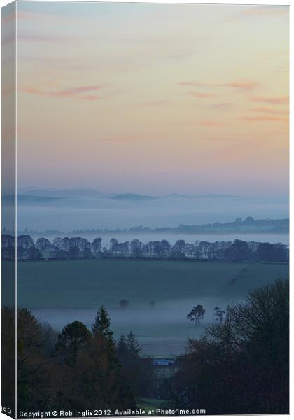 Misty Morning over Mabie Canvas Print by Rob Inglis