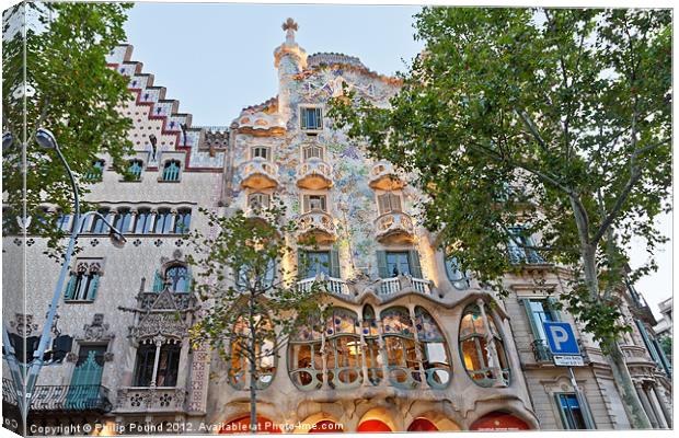 Casa Batllo Building Barcelona Canvas Print by Philip Pound