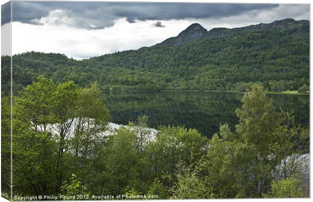 Trees - Reflections in Scottish Loch Canvas Print by Philip Pound