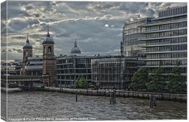 Blackfriars & St Pauls Cathedral Canvas Print by Philip Pound