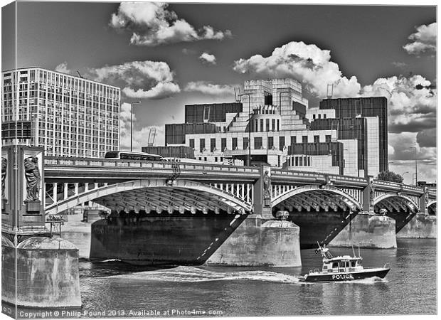MI6 Building at Vauxhall London Canvas Print by Philip Pound