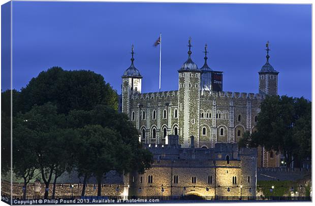 Tower of London At Night Canvas Print by Philip Pound