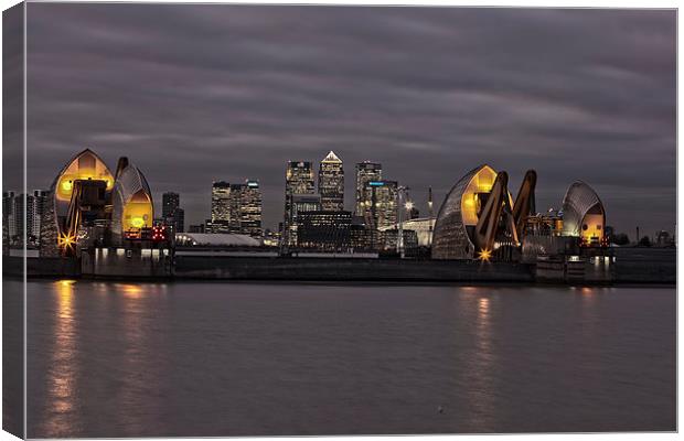 Thames Barrier at Night Canvas Print by Philip Pound