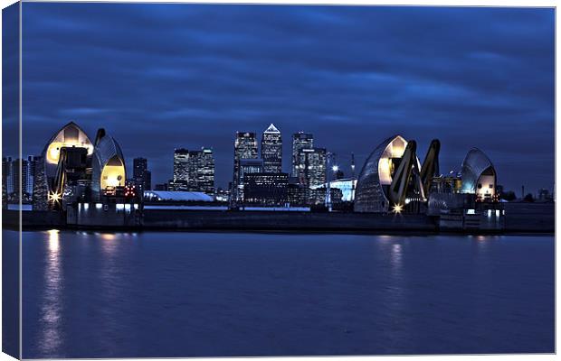 Night view  Thames Barrier London Canvas Print by Philip Pound