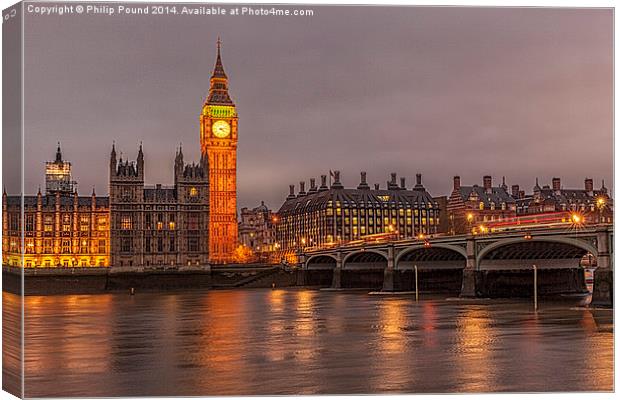 Big Ben & Westminster Bridge Canvas Print by Philip Pound