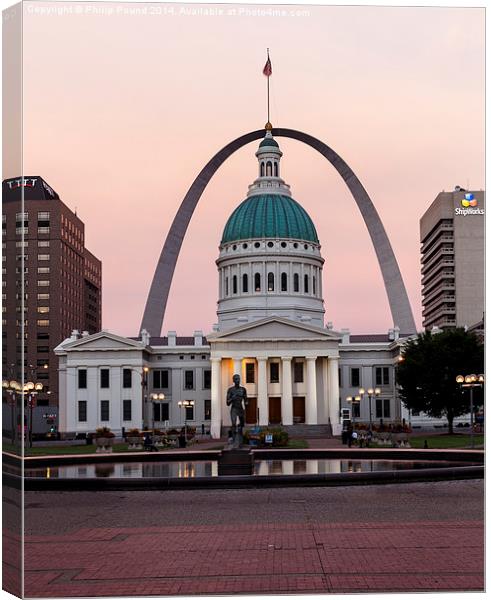  Night view of St Louis Gateway to the West Arch M Canvas Print by Philip Pound