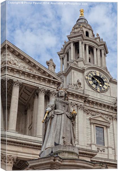 Queen Anne Statue and St Paul's Cathedral London  Canvas Print by Philip Pound