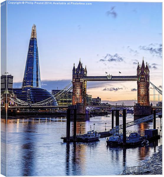  Tower Bridge and The Shard At Sunset Canvas Print by Philip Pound