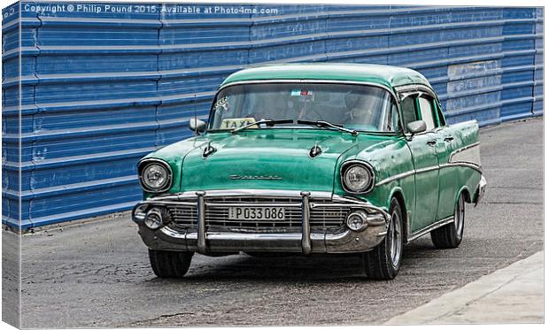  American Chevvy car in Cuba Canvas Print by Philip Pound