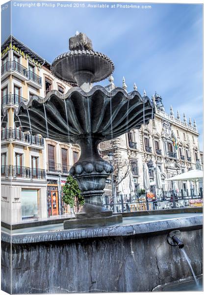  Fountain in Granada in Spain Canvas Print by Philip Pound
