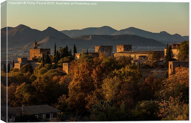  Alhambra Palace in Autumn Canvas Print by Philip Pound