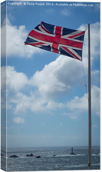 Union Jack at Land's End Canvas Print by Philip Pound