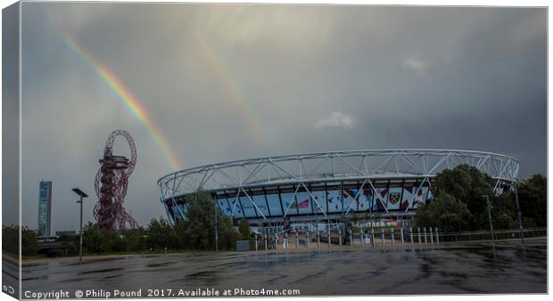 Double Rainbow over the London Stadium Canvas Print by Philip Pound