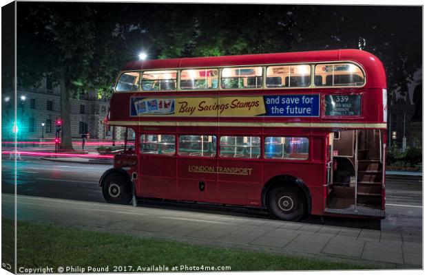 London Red Double Decker Bus in Parliament Square  Canvas Print by Philip Pound