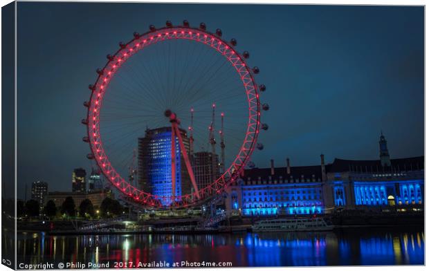 London Eye at Night Canvas Print by Philip Pound