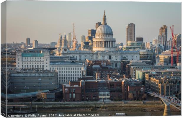 St Paul's Cathedral London from South of the River Canvas Print by Philip Pound