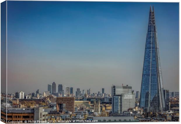 London - The Shard and Docklands Canvas Print by Philip Pound