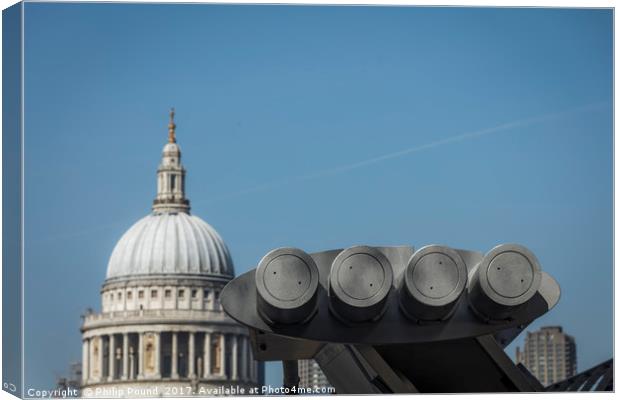 Millennium Bridge and St Paul's Cathedral in Londo Canvas Print by Philip Pound