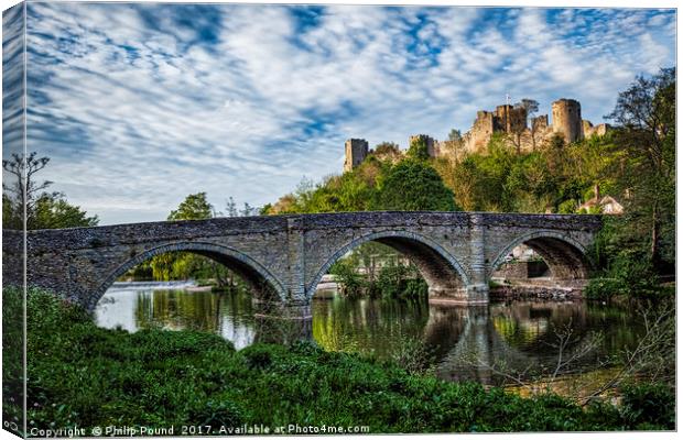 Ludlow Castle from the banks of the River Teme Canvas Print by Philip Pound
