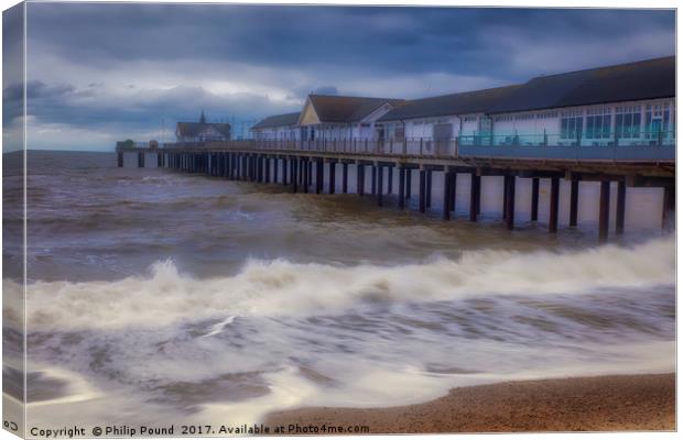 Waves at Southwold Pier Canvas Print by Philip Pound