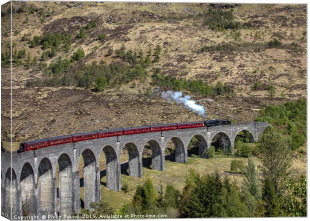 Jacobite Steam Train on the Glenfinnan Viaduct  Canvas Print by Philip Pound