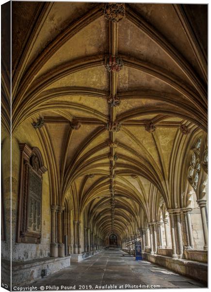 Cloisters at Norwich Cathedral  Canvas Print by Philip Pound