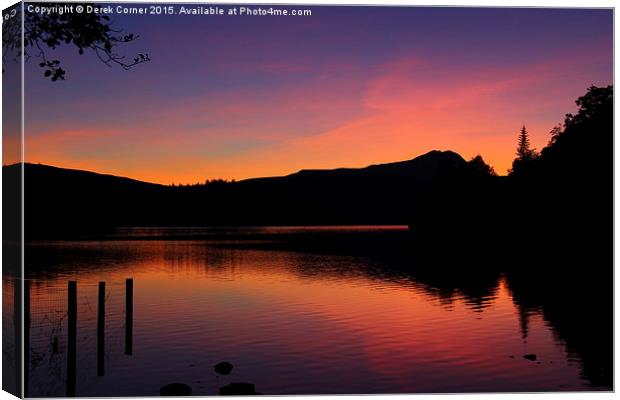  Sunset at Loch Ard Canvas Print by Derek Corner